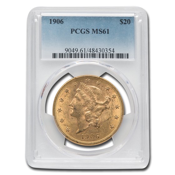 1906 $20 Liberty Gold Double Eagle MS-61 PCGS 1906 $20 Liberty Gold Double Eagle MS-61 PCGS